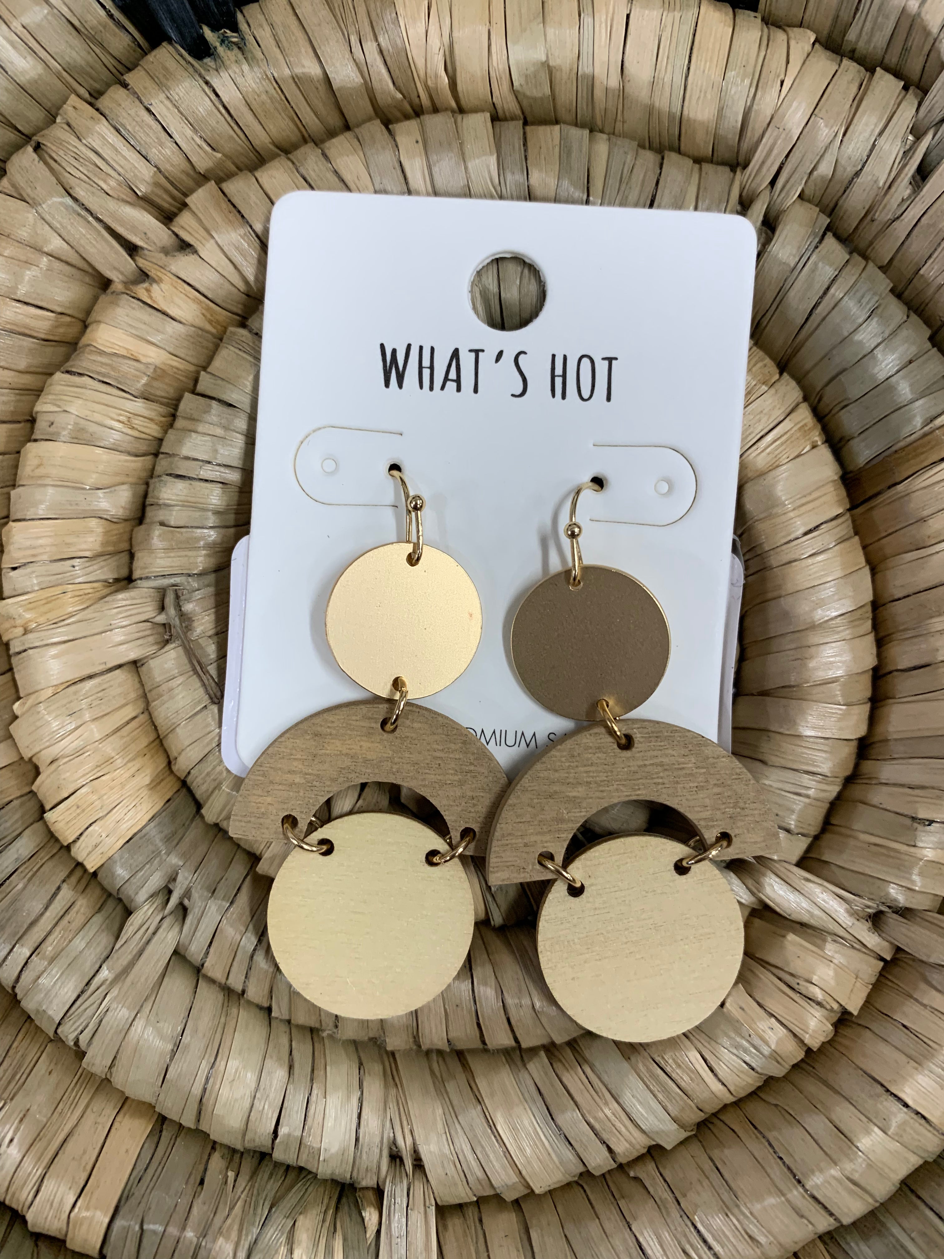 Brown & Cream Wood Earrings Jewelry - Earrings WHAT'S HOT