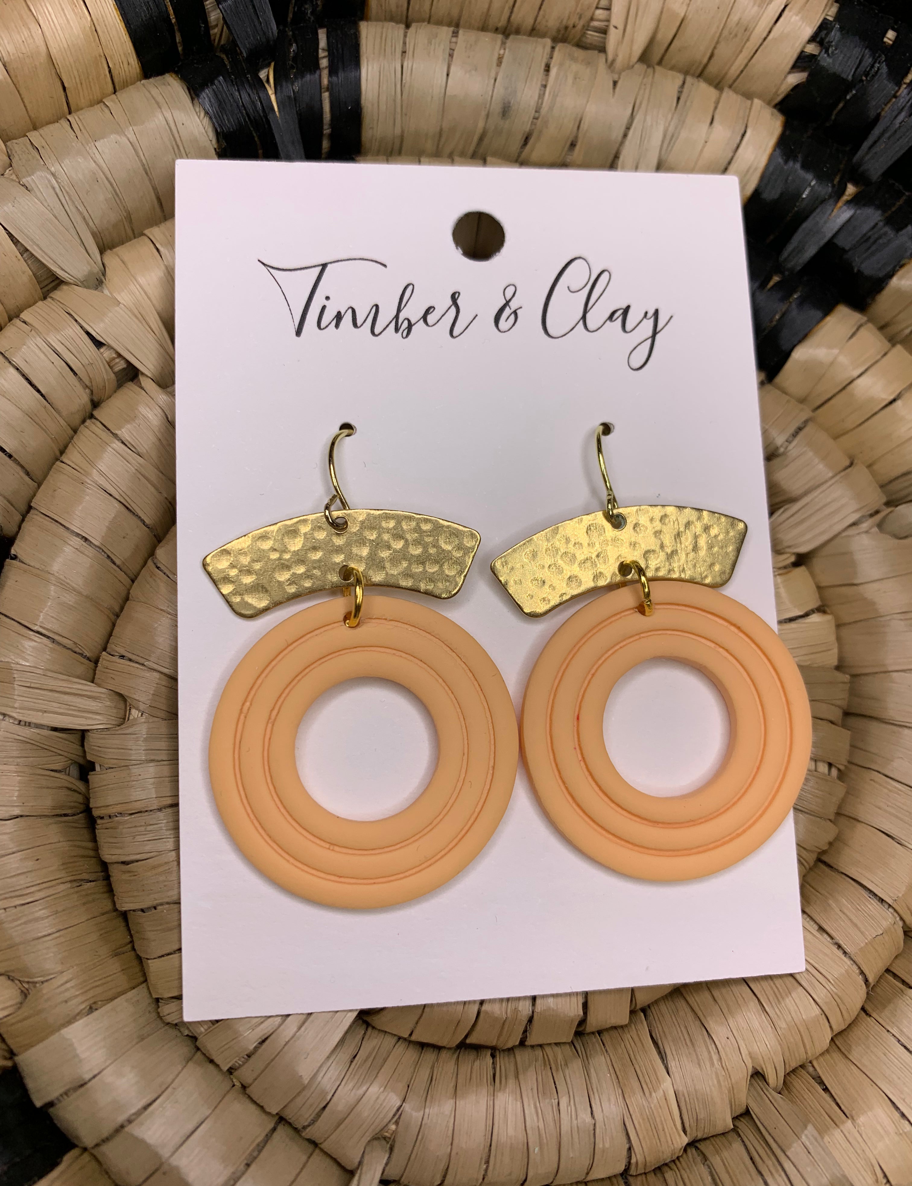 Peach Circle Earrings Jewelry - Earrings Timber & Clay