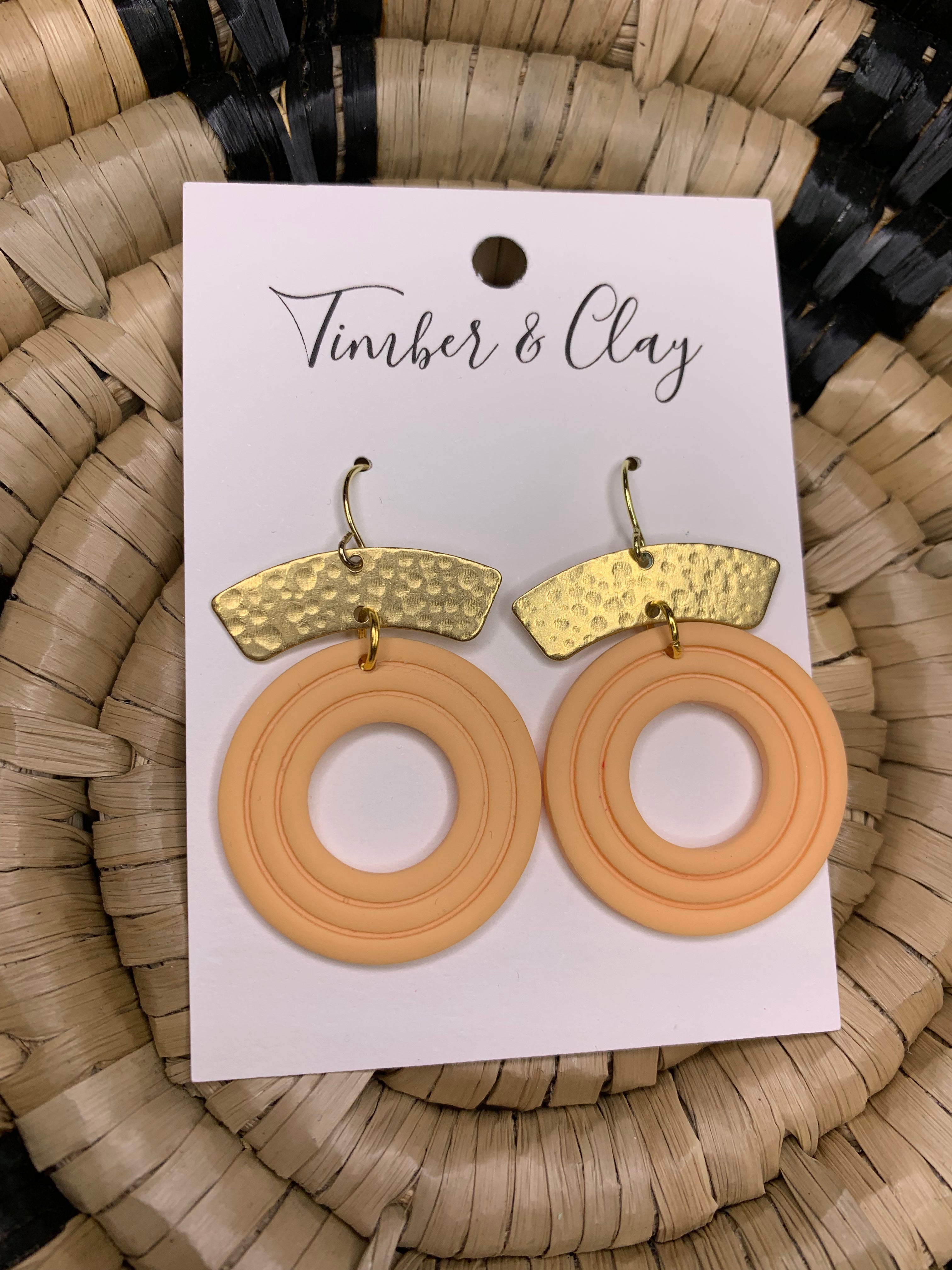 Peach Circle Earrings Jewelry - Earrings Timber & Clay