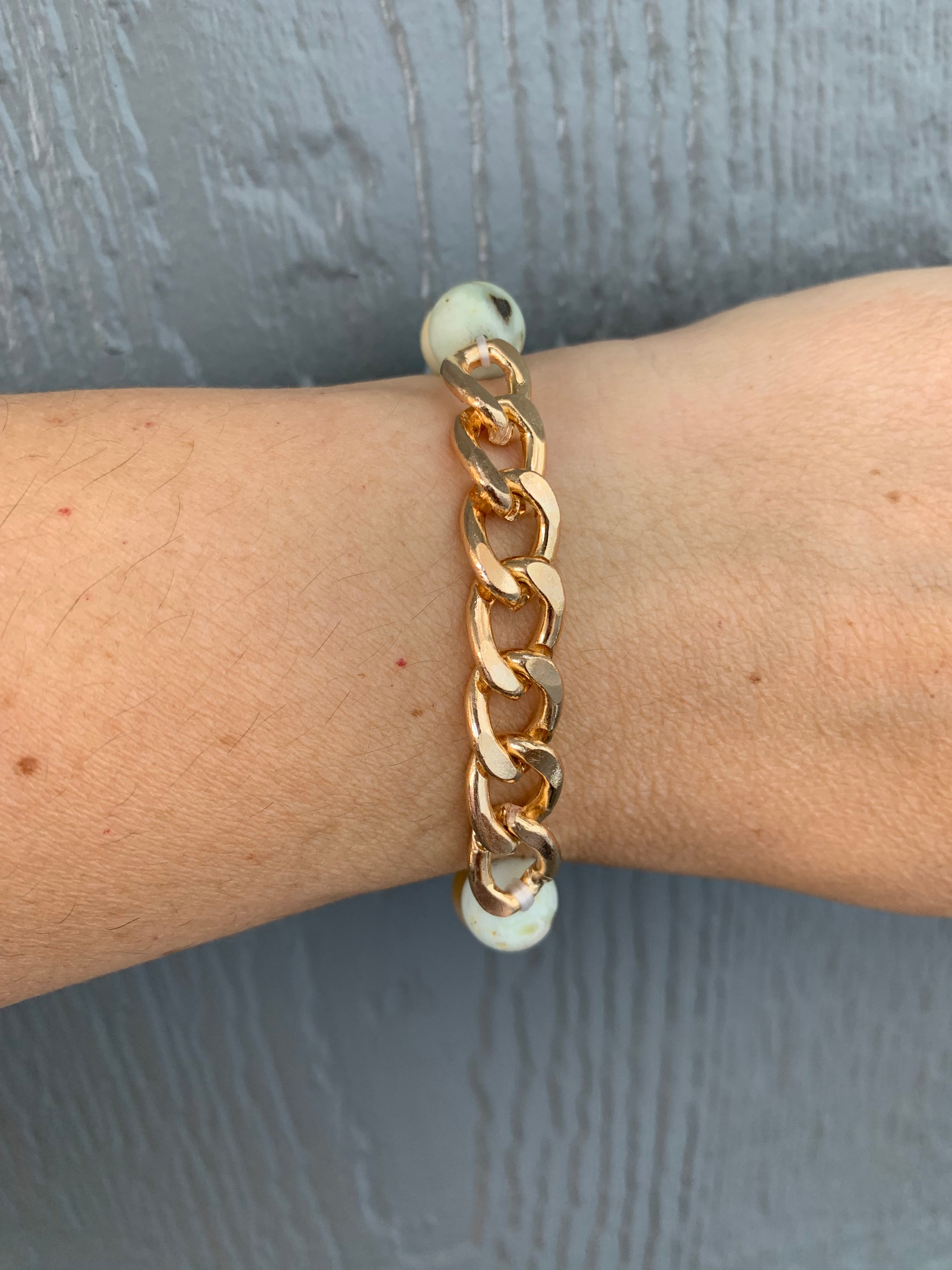 Amazonite & Gold Chain Bracelet Jewelry- Bracelets WHAT'S HOT