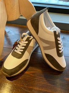 White/Olive Cable Sneaker