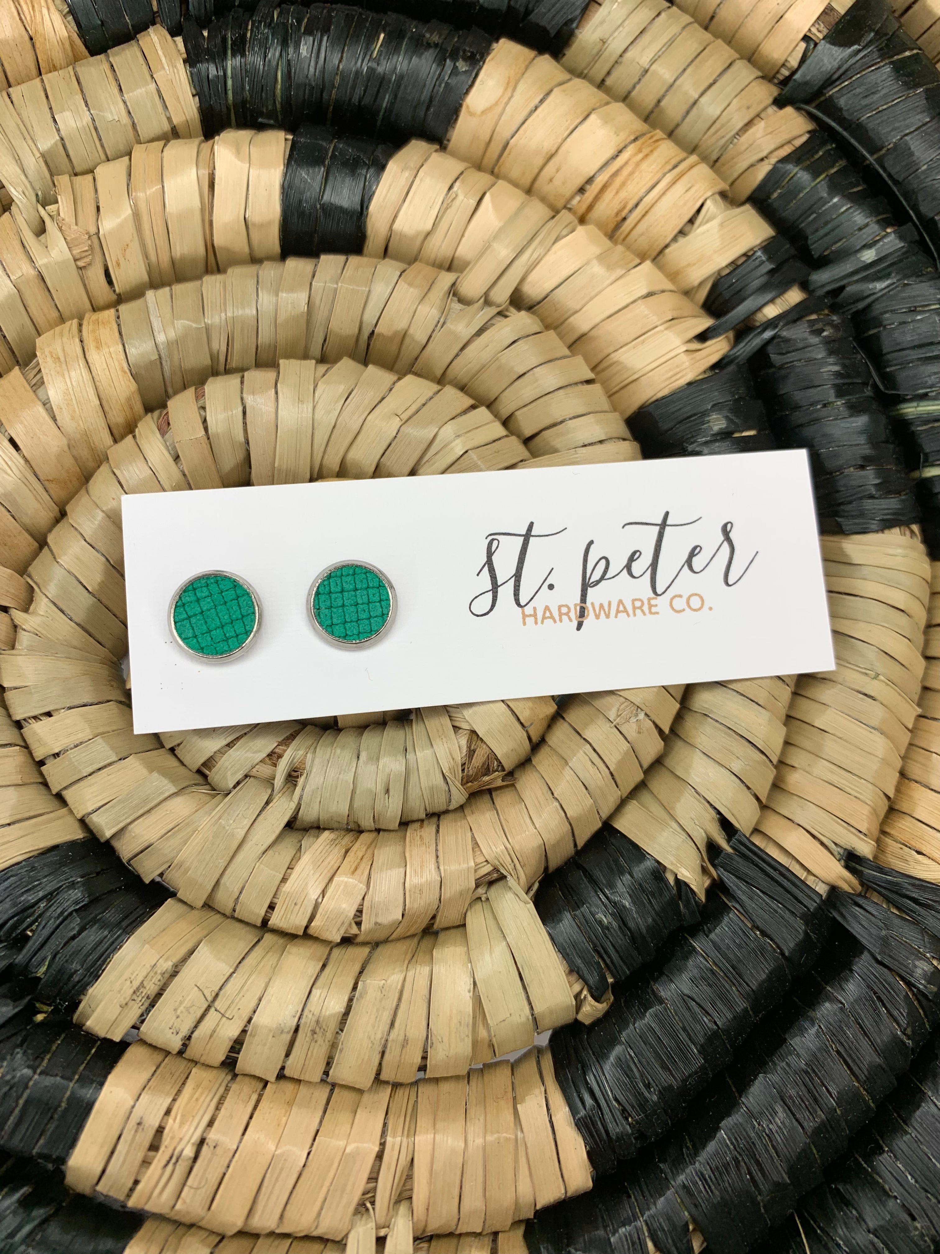 Leather Studs (5 colors) Jewelry - Earrings St. Peter Hardware