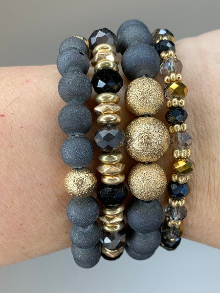 Black Stone & Gold Bracelets (4)