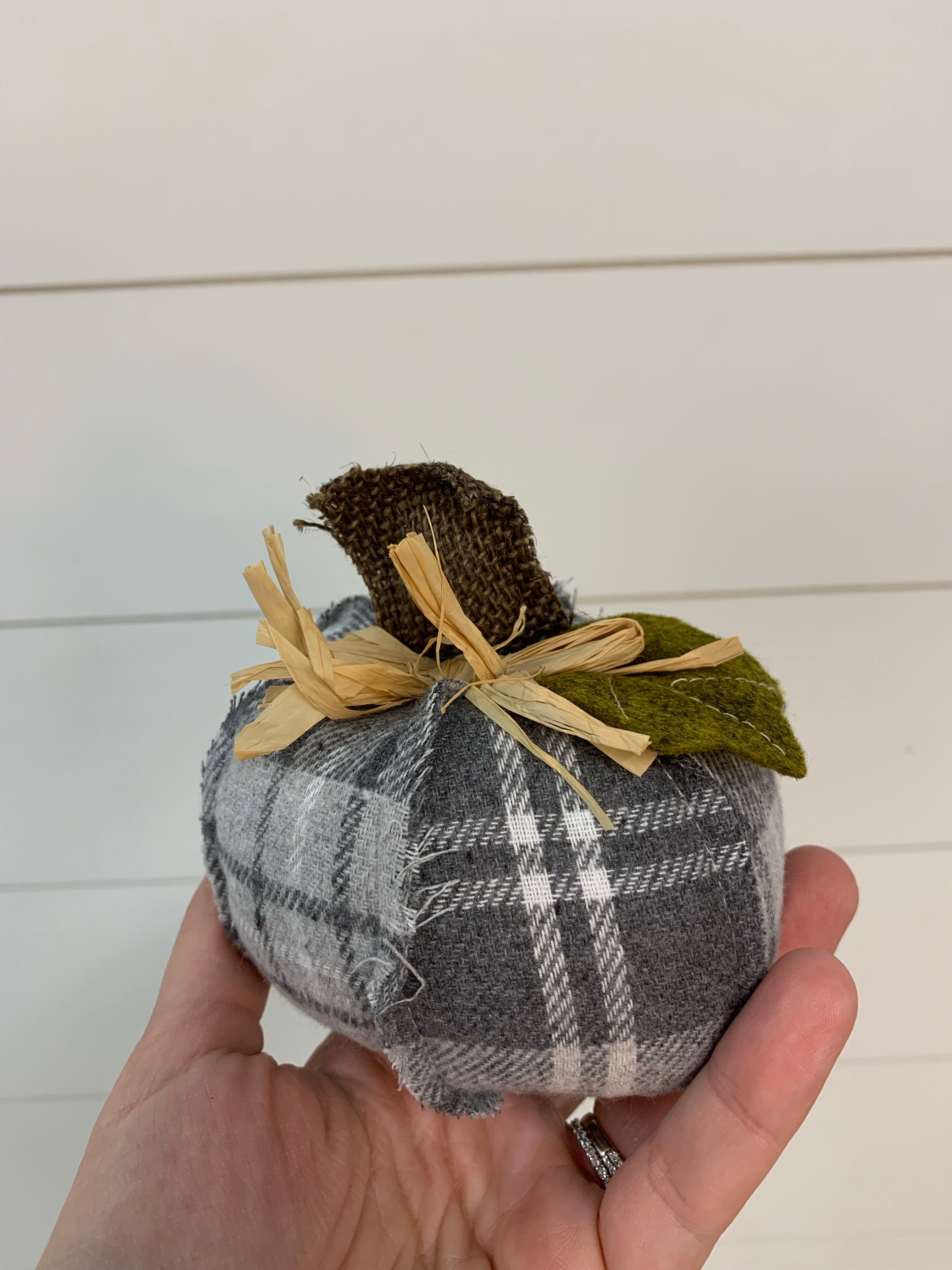 4" plaid pumpkins Home- Decor PD HOME & GARDEN grey plaid