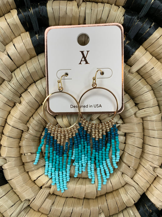 Turquoise Seed Bead Earrings