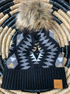 Black Tribal Pom Hat