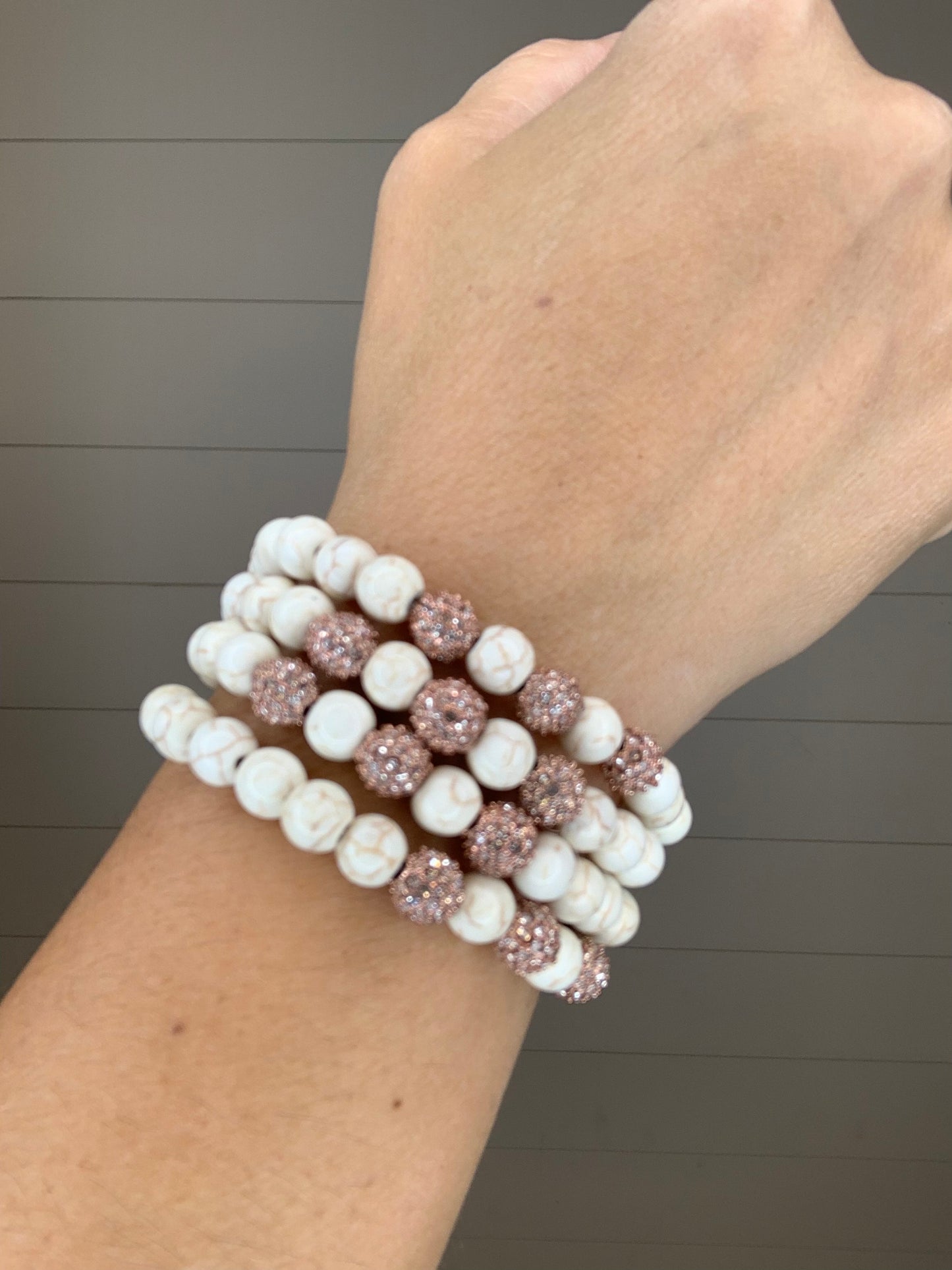 Stacked White Bracelets