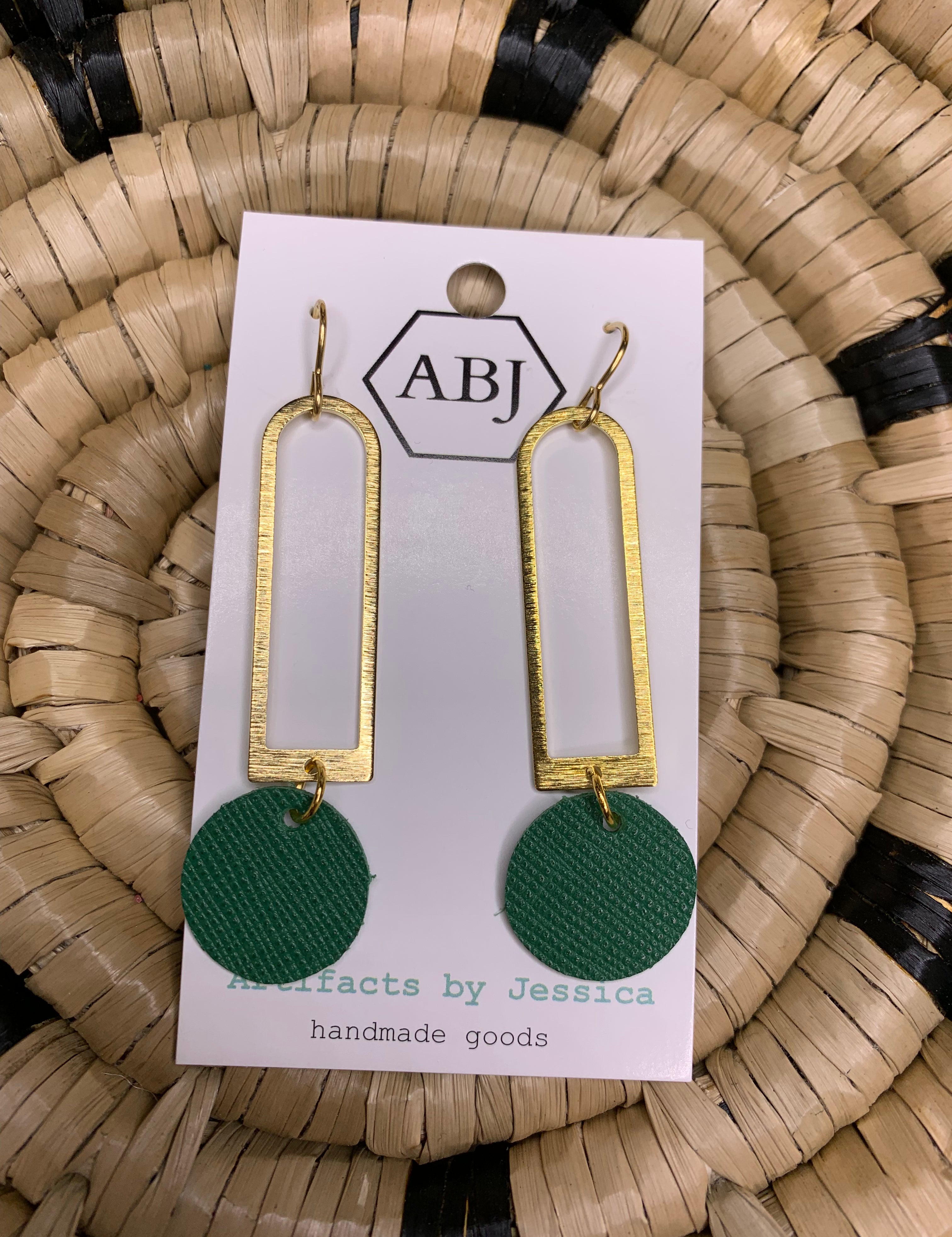 Green Drop w/Gold Earrings Jewelry - Earrings ARTIFACTS JESSICA LYNCH