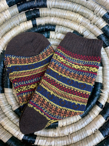 Brown Multi Print Socks