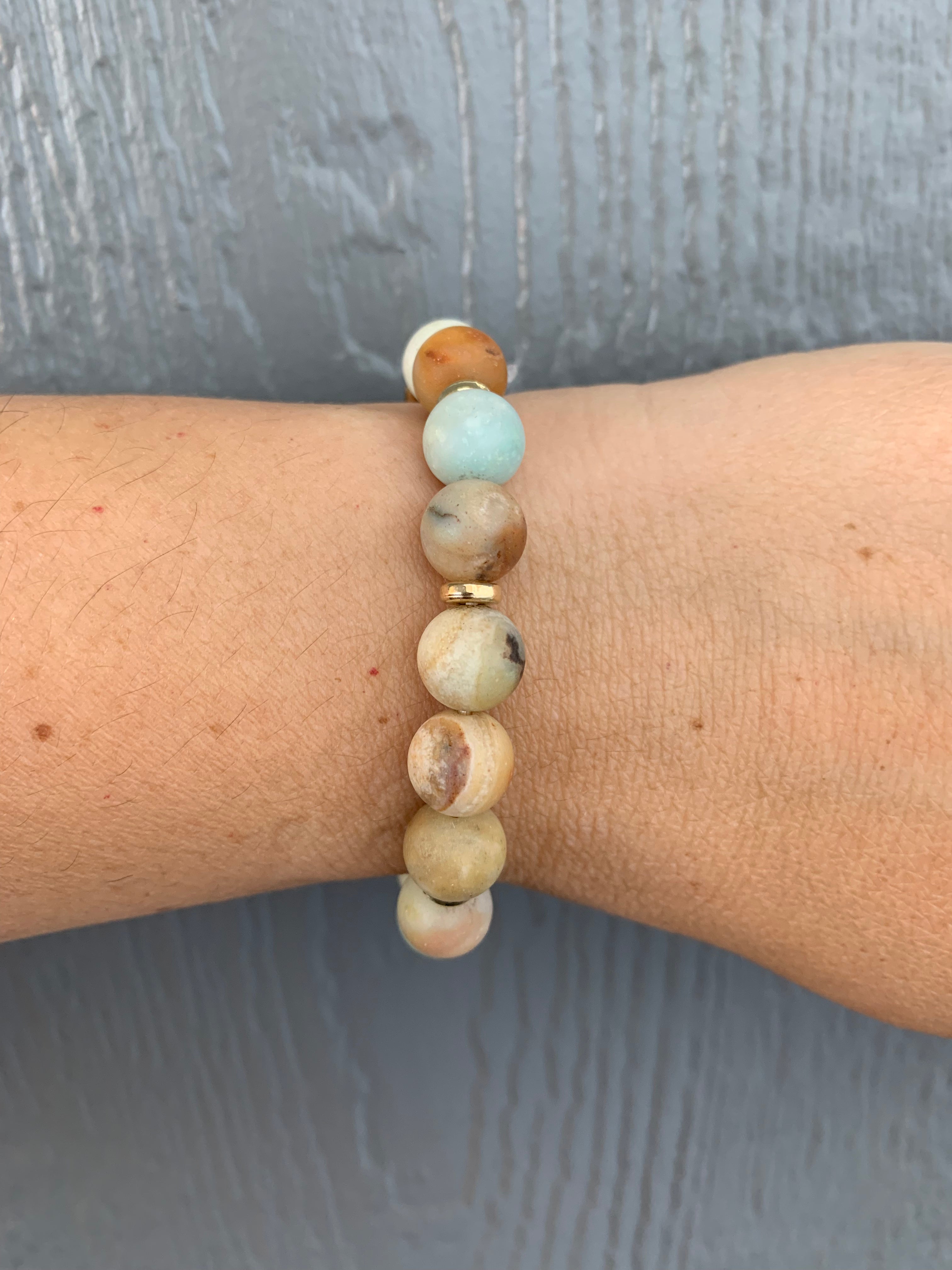 Amazonite & Gold Chain Bracelet Jewelry- Bracelets WHAT'S HOT