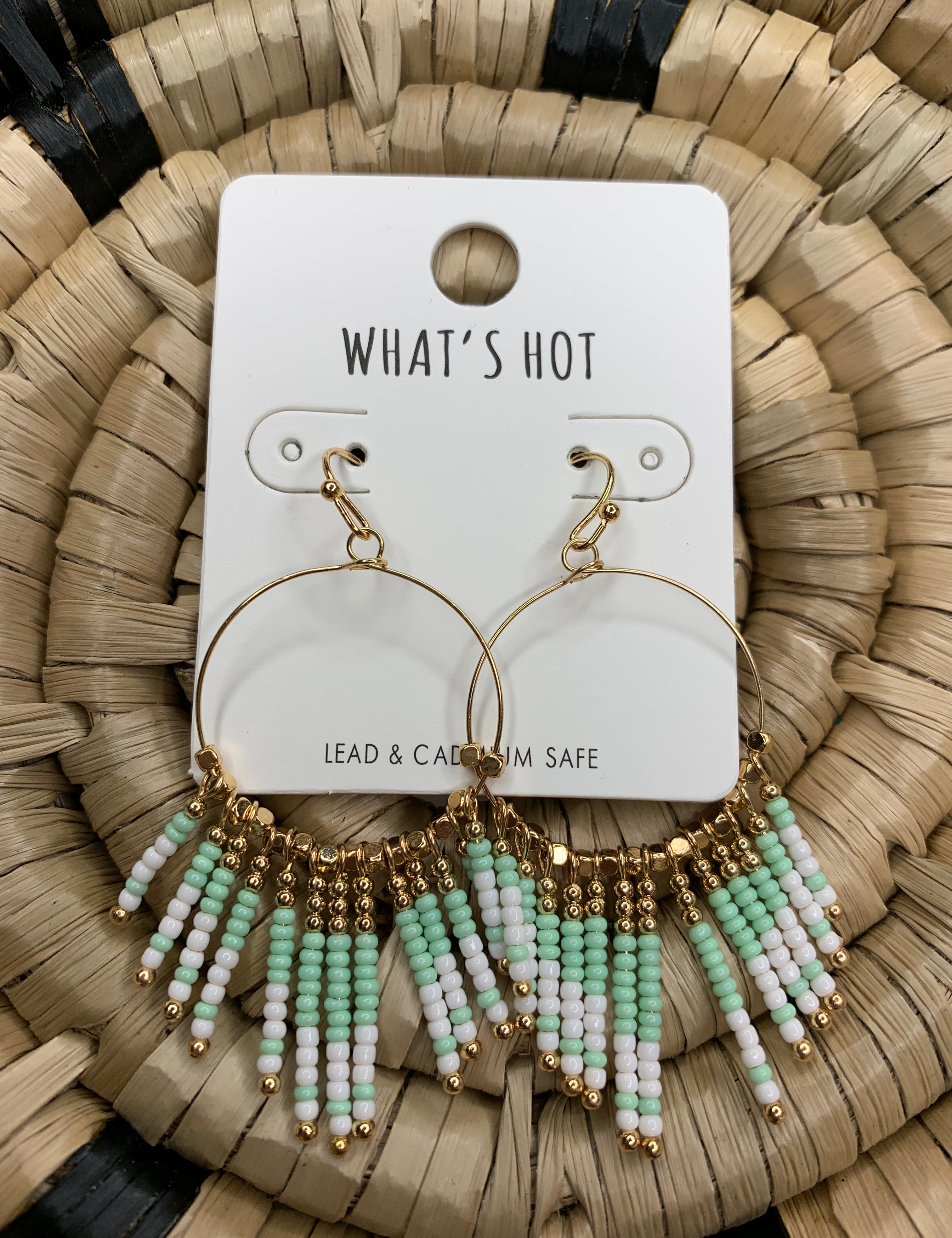 Mint Seed Bead Earrings Jewelry - Earrings WHAT'S HOT
