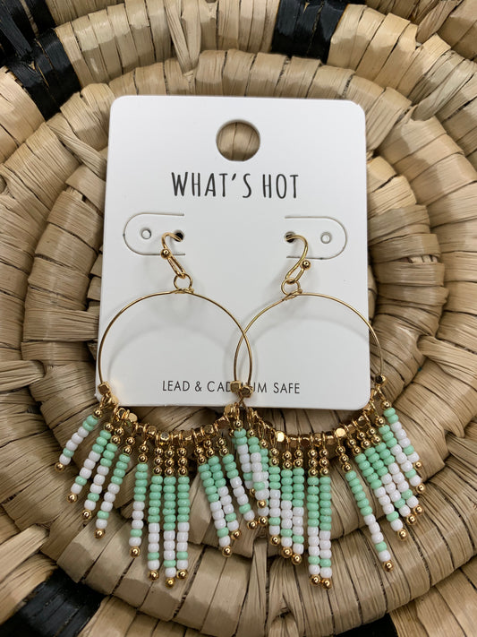 Mint Seed Bead Earrings