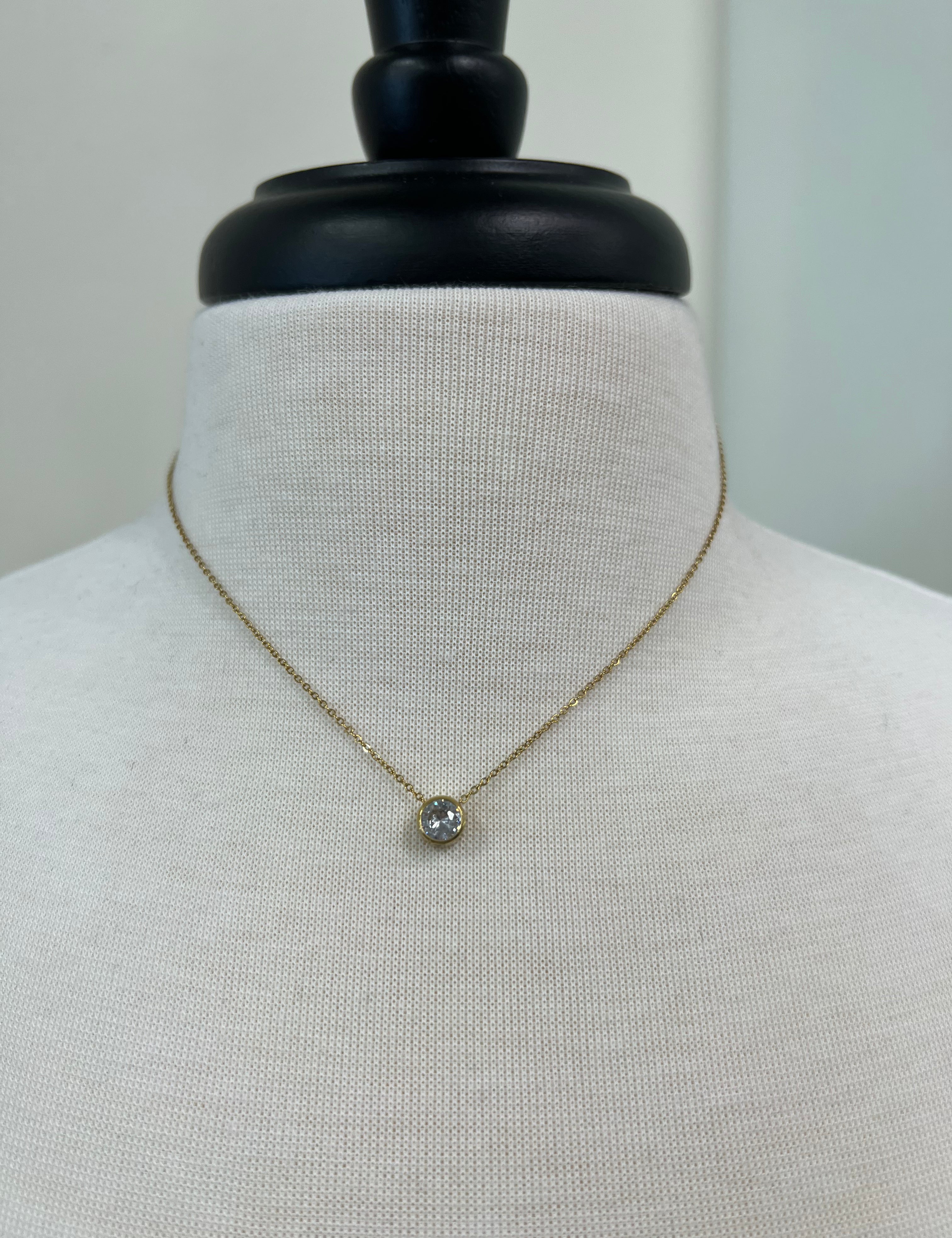 Gold Rhinestone Necklace Necklaces PANACHE
