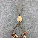 Multi Beaded Triple Teardrop Necklace Jewelry- Necklace WHAT'S HOT