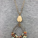Multi Beaded Triple Teardrop Necklace Jewelry- Necklace WHAT'S HOT