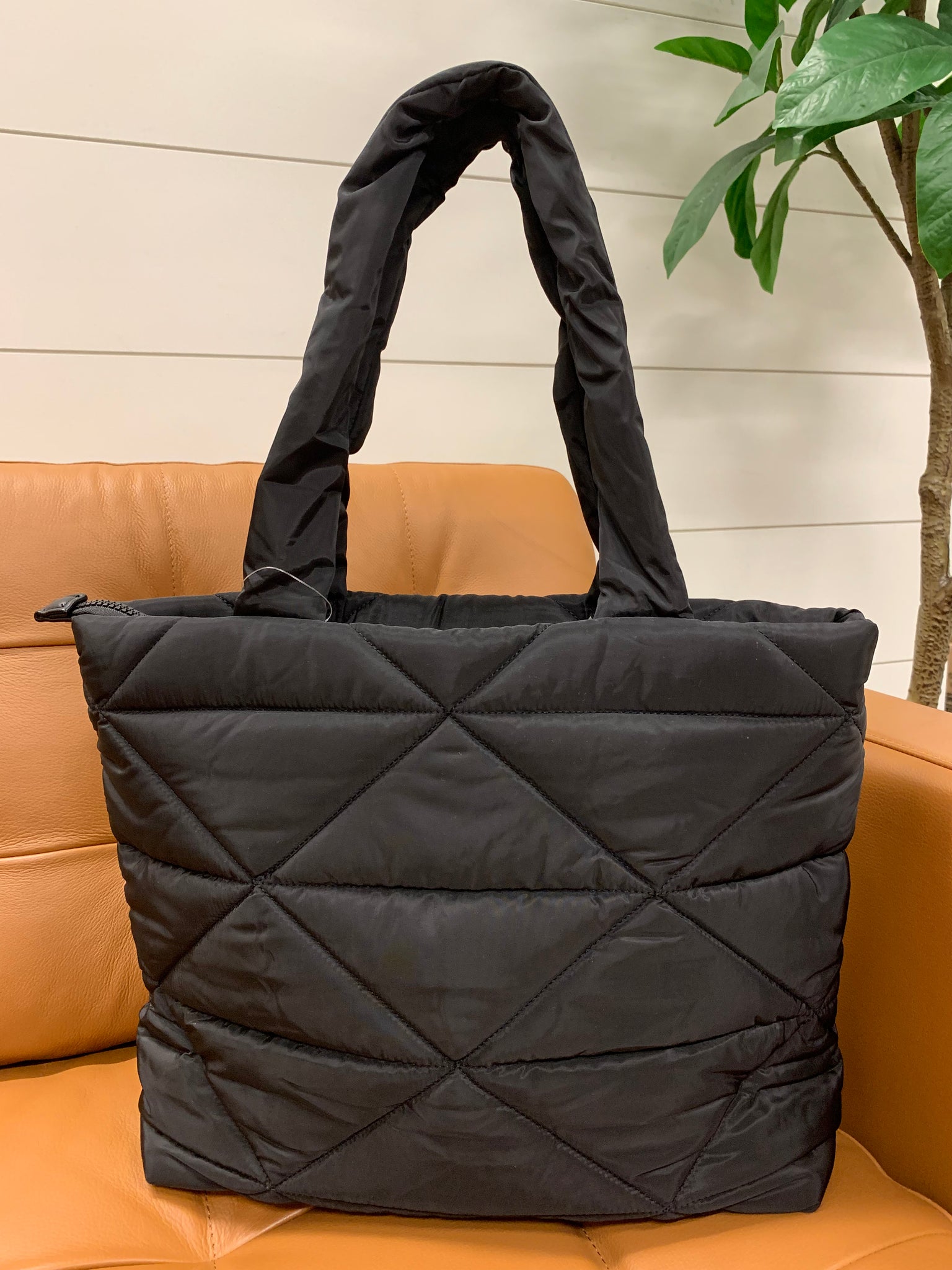 Black Quilted Shopper Bag