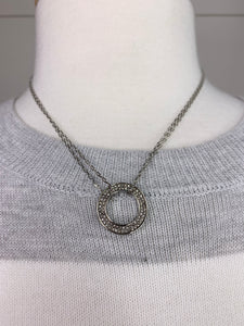 Silver Rhinestone Interlock Circle Necklace