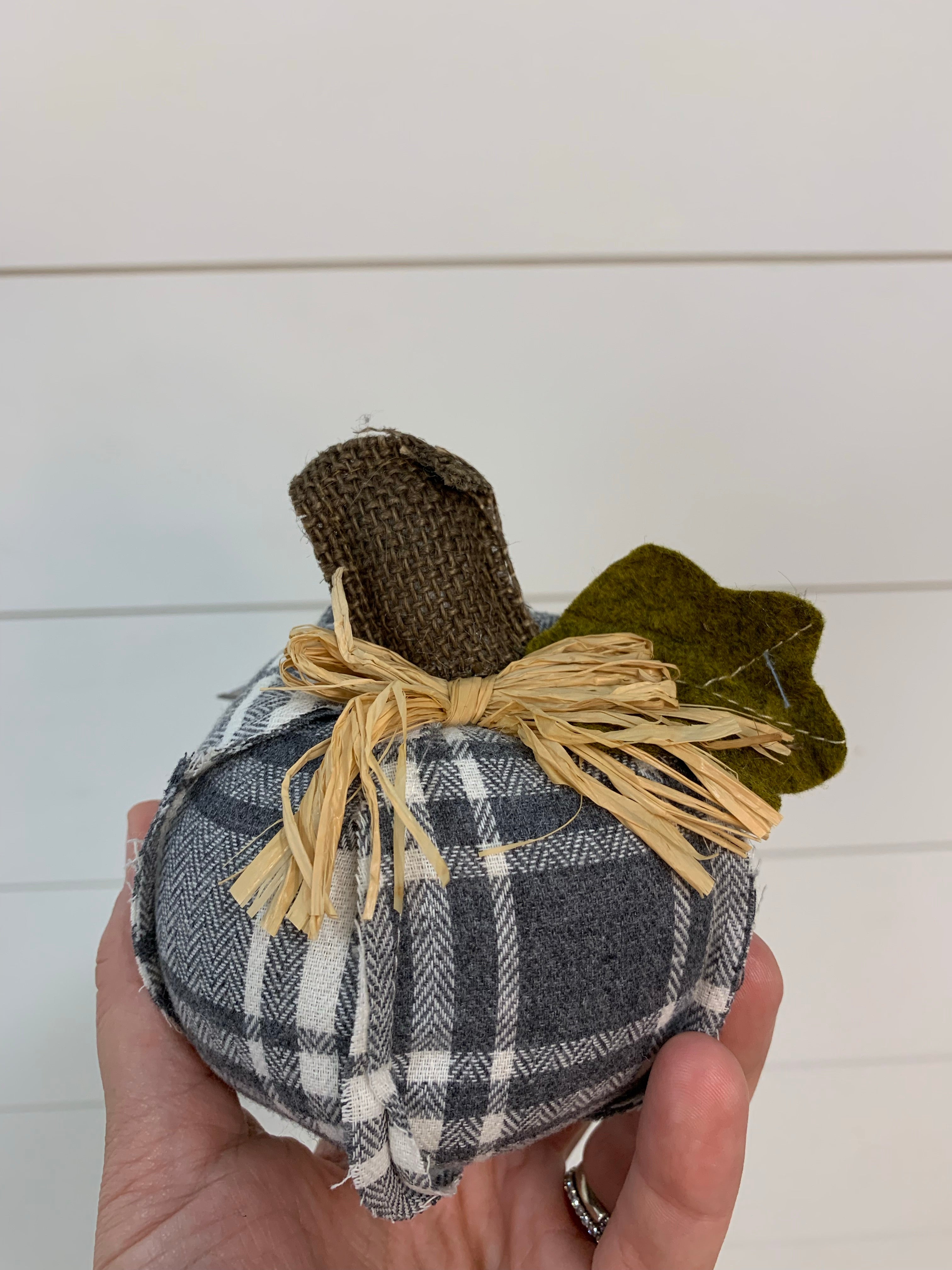 4" plaid pumpkins Home- Decor PD HOME & GARDEN ivory plaid